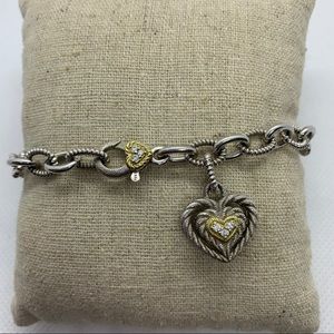 Judith Ripka Sterling Silver Heart Charm Bracelet